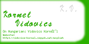 kornel vidovics business card